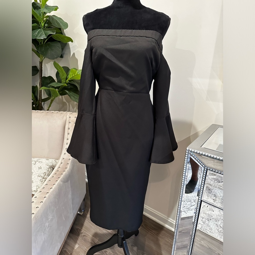 Black off the shoulders midi dress